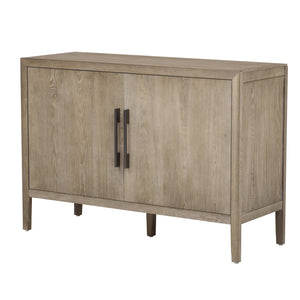 English Elm U_STYLE 47.2-Inch Farmhouse Sideboard with Ash Veneer, Double-Door Storage, Iron Handles, Stable Design Natural N711P241278A