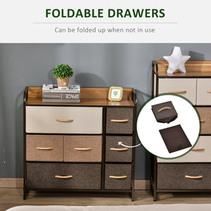 English Elm HOMCOM 7-Drawer Dresser with Steel Frame and Wooden Top, Foldable Fabric Drawers for Organized Living Spaces Brown W2225P229650