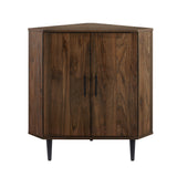 English Elm Walker Edison - Contemporary 2-Door Mixed-Material Corner Accent Cabinet - Dark Walnut