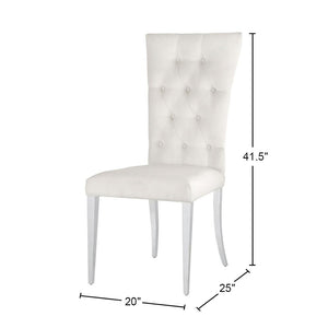 English Elm Set Of 2 Elegant Velvet Dining Chairs In White With Chrome Legs - Modern Comfort & Style Upgrade B016P225488-GIGA