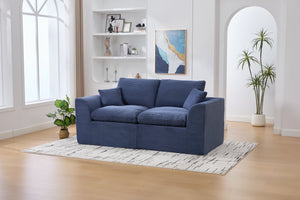 English Elm UNITED Cloud Couch Modular Sectional Sofa with Corduroy Cover, Ergonomic 2-Seater, No Assembly Needed Navy Blue W1568P371122