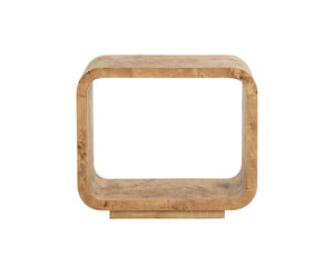 Sunpan ROWENA End Table - Modern Sculptural Design with Rich Burl Veneer for Sophisticated Living Spaces 112669