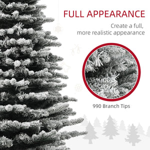 English Elm Homcom 6.5 Ft Pre-Lit Snow-Flocked Mountain Pine Tree With 400 Leds, 990 Tips For Festive Decor W2225P249684