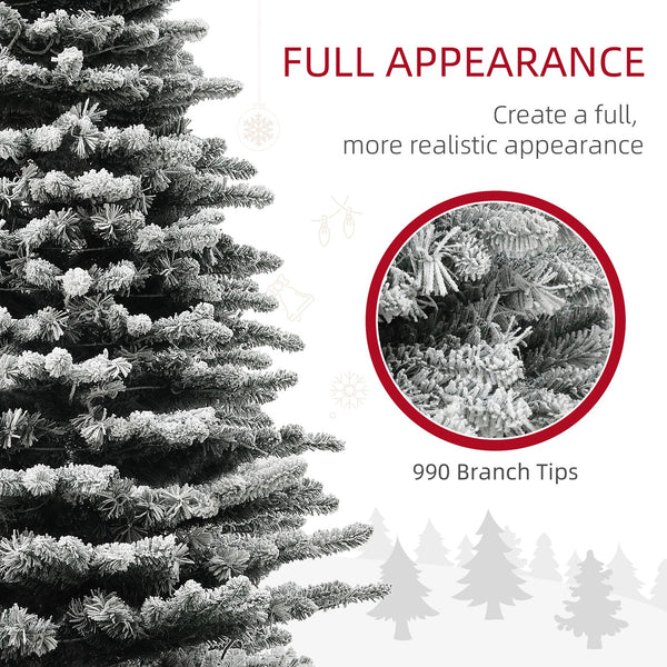 English Elm Homcom 6.5 Ft Pre-Lit Snow-Flocked Mountain Pine Tree With 400 Leds, 990 Tips For Festive Decor W2225P249684