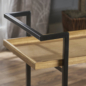 English Elm Christopher Knight Home® - BAR CART Modern Industrial Wood Look Bar Cart with Locking Casters, Two Lipped Shelves & Bottle Holders Natural 60997.00