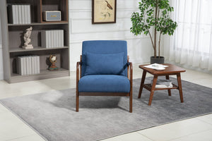 English Elm Mid Century Modern Upholstered Accent Chair Natural Wood Frame with Lumbar Cushion Support W2530P407181