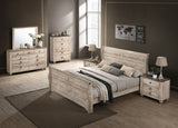 English Elm Imerland Contemporary White Wash Finish Bedroom Set With Queen Sleigh Bed, Dresser, Mirror, Two Nightstands, Chest