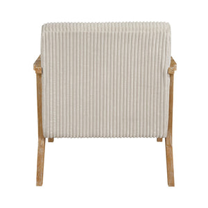 English Elm Upholstered Corduroy Accent Chair with Lumbar Pillow Rubberwood Frame Modern Sitting Room Beige B011P455639