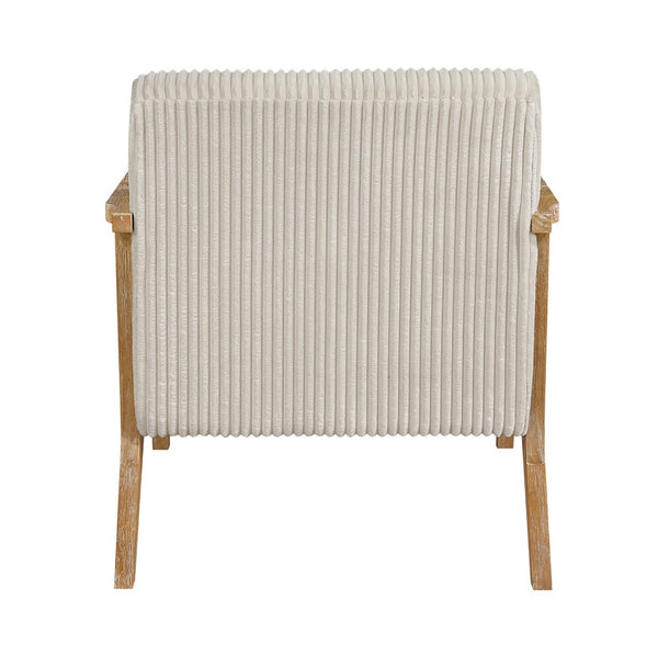 English Elm Upholstered Corduroy Accent Chair with Lumbar Pillow Rubberwood Frame Modern Sitting Room Beige B011P455639