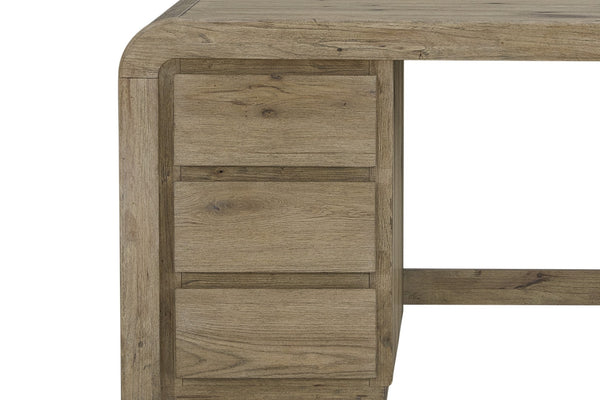 English Elm English Knotty Oak Veneer Junior Executive Desk with Three Drawers for Home Office B2699P443211