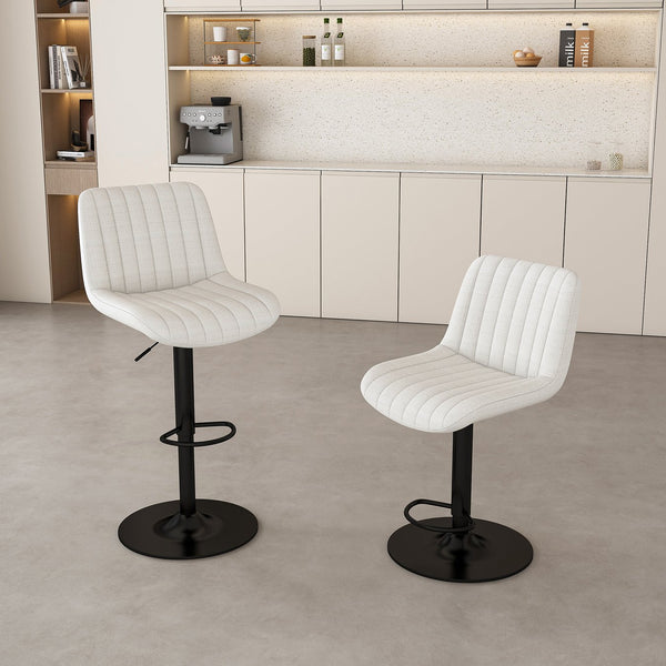 English Elm Swivel Modern Adjustable Bar Stools with 360° Rotation, Ergonomic Backrest, Soft Knit Seats Beige W2699P360246