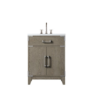 English Elm Grey Oak Single-Sink Vanity With Acrylic Top & Chrome Faucet - Stylish Space-Saver For Small Bathrooms B2731P259747