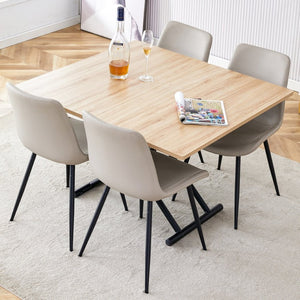 English Elm Table and Chair Set Adjustable Height Mdf Wood Grain Top with Four Pu Seats W1151S03991