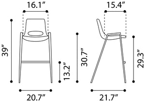 Desi Barstool - Set of 2 Beige & Gold 109735 Zuo Modern