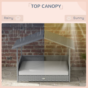 English Elm Pawhut Wicker Dog House With Canopy, Water-Resistant Cushion For Stylish Indoor-Outdoor Comfort W2225P173749-GIGA