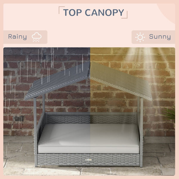 English Elm Pawhut Wicker Dog House With Canopy, Water-Resistant Cushion For Stylish Indoor-Outdoor Comfort W2225P173749-GIGA