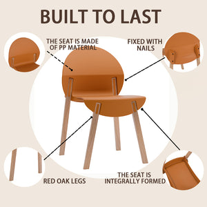 English Elm 4-PackTropical Orange Chairs with Solid Red Oak Legs, Ergonomic PP Seat, 330lb Strength, Easy-Clean W3450P322871