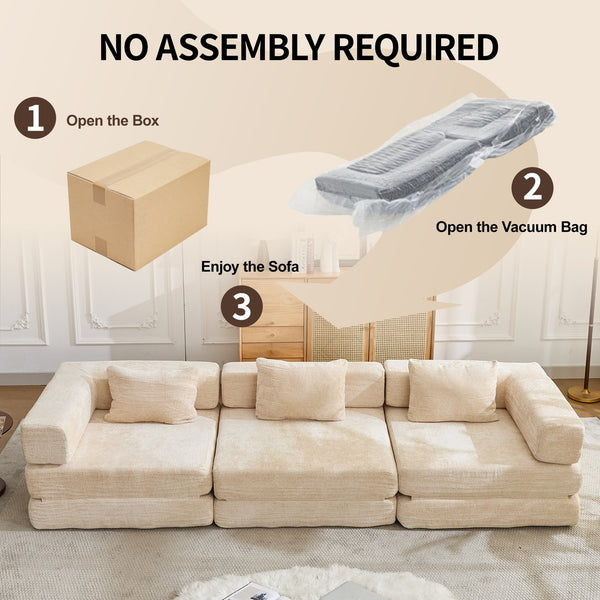 English Elm Compression Convertible Floor Sofa Bed - Stylish Chenille Modular Seating For Small Spaces & Guests W3723S00014