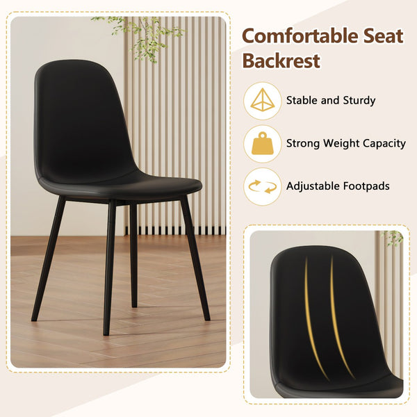 English Elm Table And Chair Set - Modern 71" White Grain Dining Table With Storage & 6 Black Pu Upholstered Chairs W1151S04265-GIGA