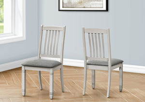 English Elm Dining Chair Upholstered Linen-Look Fabric Set of 2 with Walnut Wood Legs Comfortable 38" High Grey 39 L x 12 W x 19 H B2710P287004