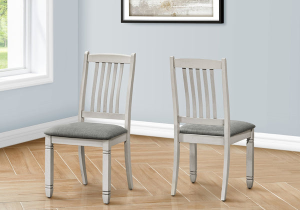 English Elm Dining Chair Upholstered Linen-Look Fabric Set of 2 with Walnut Wood Legs Comfortable 38" High Grey 39 L x 12 W x 19 H B2710P287004