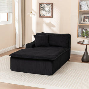 English Elm Right Armrest Chaise lounge chair sleeper with high-density foam, corduroy, no assembly, vacuum-ready Black W1170P333284