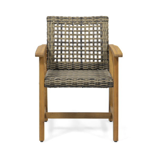 English Elm Christopher Knight Home® - HAMPTON Acacia Wood Dining Chair Pair with Handwoven Wicker Seats and Durable Velvet Finish Natural Stained 60400.00