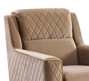 English Elm Lisa Quilted Ivory Accent Chair with Birch Frame Gold Steel Legs Pocket Coil Seat B009P441815