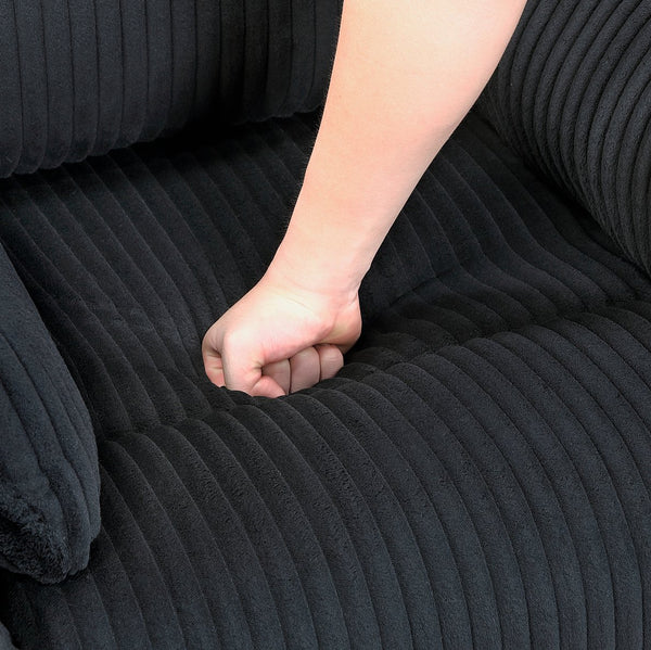 English Elm Black Corduroy Swivel Glider Recliner Chair - 360° Motion, Plush Cushioning, Sleek Black Upholstery B011P383307