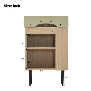English Elm 21.6" Wood Left Side Storage Bathroom Vanity with Ceramic Sink, Soft-Close Door, Gold Handles, Modern SV000007AAD