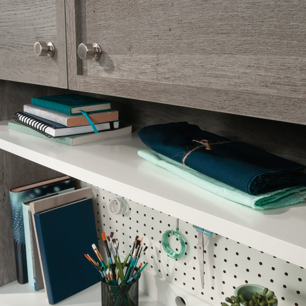 English Elm Hutch, Versatile Brown-Finish Storage Unit With Adjustable Shelves & Pegboard For Any Room'S Needs B356P367857