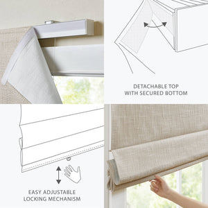 JLA Home Madison Park - Total Blackout Cordless Roman Shade for Bedrooms and Nurseries — Complete Light Control, Safe Operation, Sleek Design Linen MP40-8662