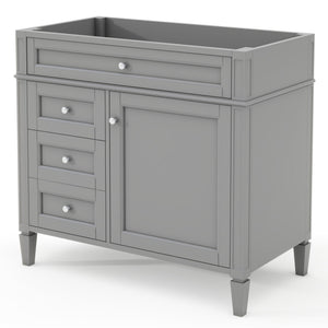 English Elm 36'' Modern Bathroom Vanity Cabinet With 2 Drawers, Tip-Out Storage, Solid Wood Frame & More! N710P256582E