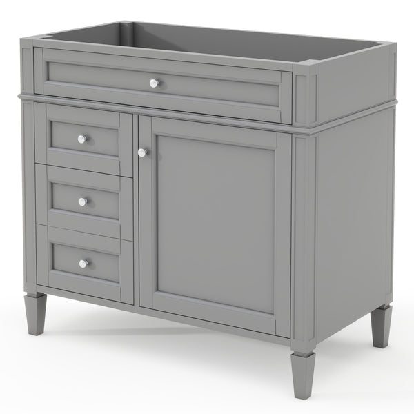 English Elm 36'' Modern Bathroom Vanity Cabinet With 2 Drawers, Tip-Out Storage, Solid Wood Frame & More! N710P256582E