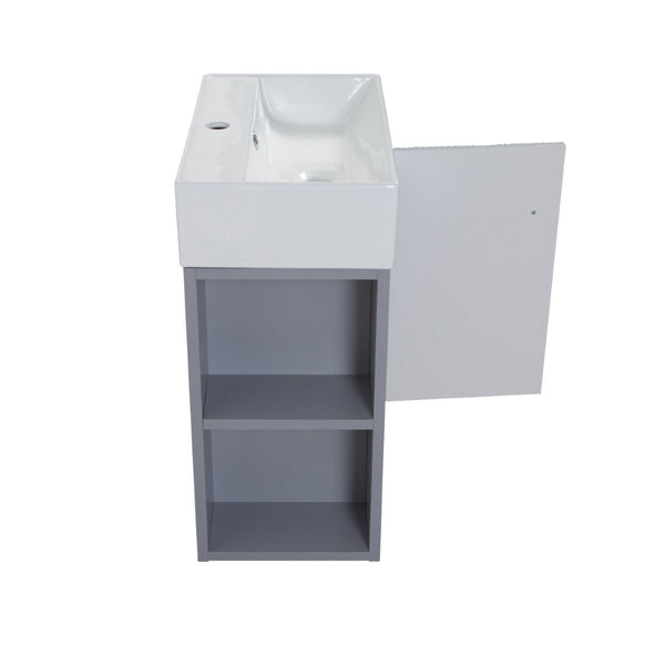 English Elm 21.6" Floating Vanity Base Matte Grey Gold Hardware Soft Close Open Shelf Bath W1920P446810
