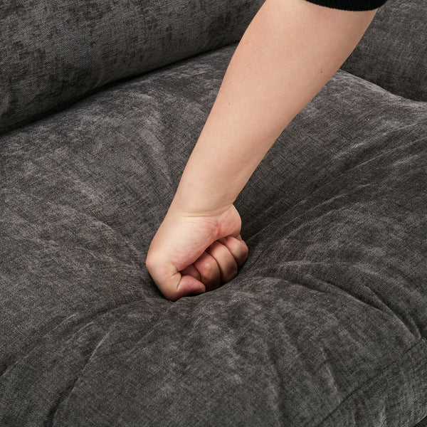 English Elm 89" Plush Chenille 3-Seater Sofa with Double-Layer Cushions, Deep Seating, Removable Lumbar Pillow, Elegant Stitching Grey N719P251497E