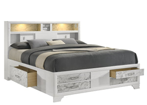 English Elm Soul Modern Style King 4Pc Bedroom Set With Usb Ports, Bluetooth Speakers & Elegant Marble Accents B009S01612-GIGA