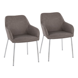 English Elm Daniella Contemporary Dining Chair Set of 2 with Chrome Metal Legs and Luxurious Faux Leather Seat Grey B202S01339