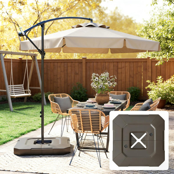 English Elm Cantilever Umbrella Weight Plates Fillable Hdpe Ballast for Outdoor Cross Base Stability Brown T3971P454819