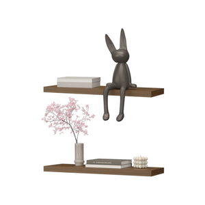 English Elm Mahogany Recessed Floating Shelf 31.5" Wide Set for Books & Decor, Minimalist Warm Gales Finish Elegance B062P252135