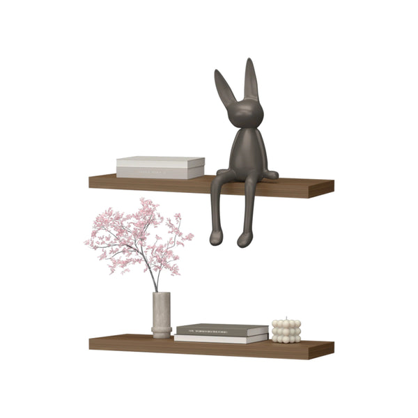 English Elm Mahogany Recessed Floating Shelf 31.5" Wide Set for Books & Decor, Minimalist Warm Gales Finish Elegance B062P252135