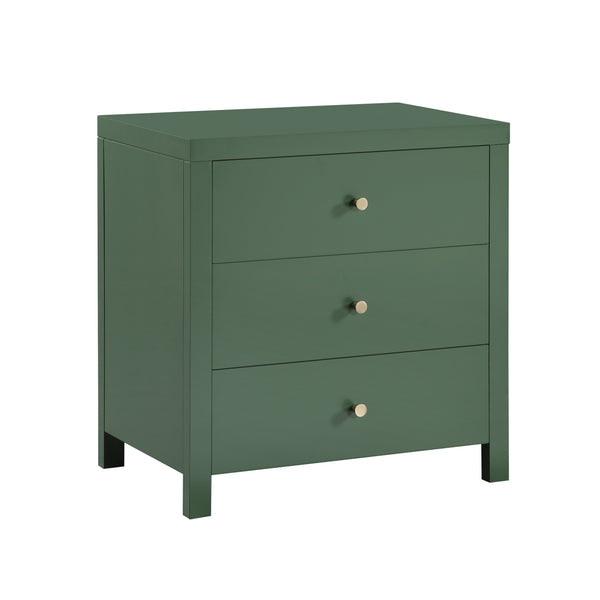 English Elm Nevarre 3-Drawer Nightstand with Brushed Gold Knobs, Solid Dovetail Drawers, No Assembly Needed Antique Green B050P376960