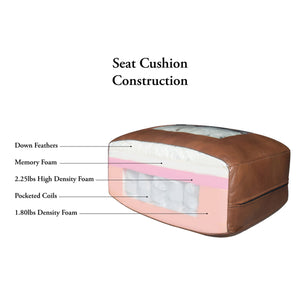 English Elm Bella Leather Sofa with Double-Sloped Track Arms, Sewn-In Cushions, Self-Welting, Timeless Charm B2705P326709