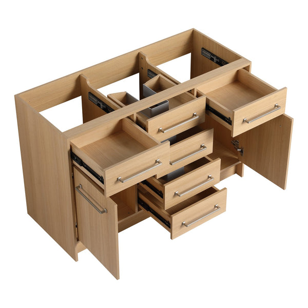 English Elm 48" Freestanding Bathroom Vanity with Resin Sink, Original Oak Finish, 2 Doors & 6 Drawers, Plywood W1972P315227