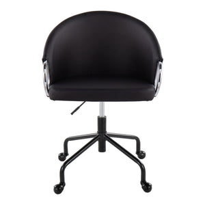 English Elm Claire Glam Task Chair with Gold Metal Base and Faux Leather Upholstery, Adjustable Swivel Comfort Black B202P223894