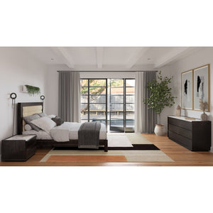 English Elm Ashcroft Channel Tufted Upholstered King Bed Tall Headboard Acacia Wood Accent Frame B2769S00016