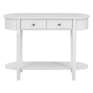 English Elm Trexm Vintage French Country Console Table Pine Frame Glazed Finish Two Drawers N715P230796K