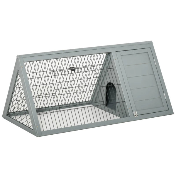 English Elm Small Animal Rabbit Hutch Fir Wood A-frame Outdoor Pet House with Dual Zones T3971P436755