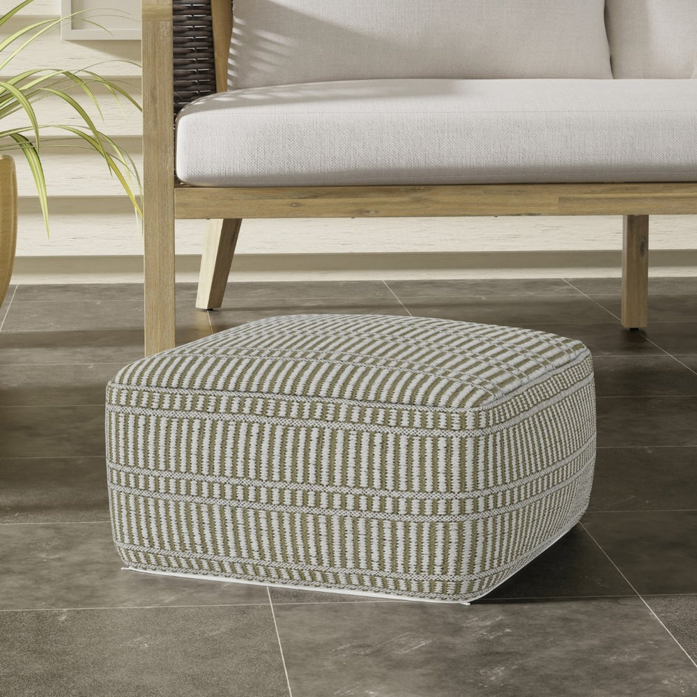 English Elm Safford Handwoven Geometric Square Pouf in Recycled Pet Yarn for Patio or Living Room B136P427586