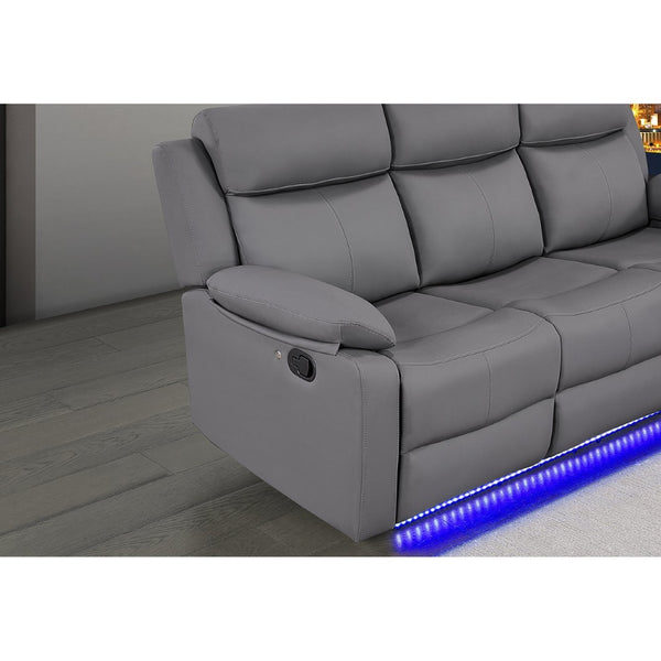 English Elm Blanche Reclining Loveseat with Console Led Lighting Speakers Media Room Seating B201P412061